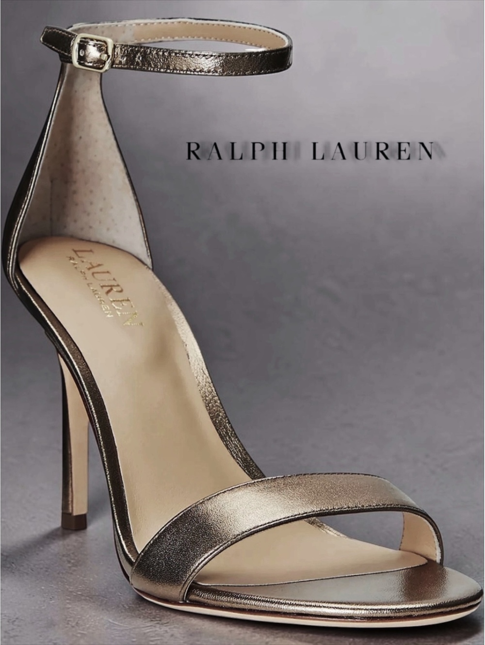 Lauren Ralph Lauren Allie Metallic Nappa Leather Sandal Size 11